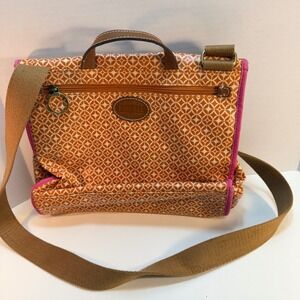 Fossil Orange Geometric Print Messenger Crossbody Bag Purse